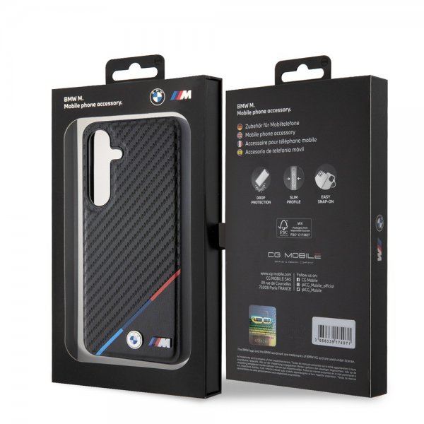 BMW Samsung Galaxy S24 Kuori Carbon Tricolor Stripe MagSafe Musta