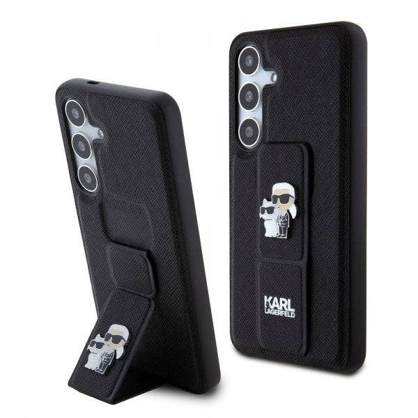 Karl Lagerfeld Samsung Galaxy S24 Saffiano Grip & Stand -suojakuori, musta