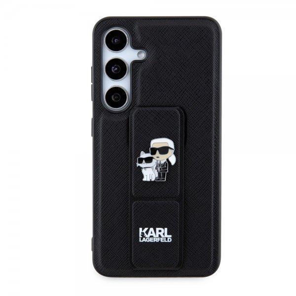 Karl Lagerfeld Samsung Galaxy S24 Saffiano Grip & Stand -suojakuori, musta