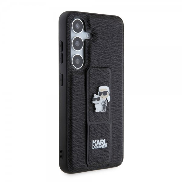 Karl Lagerfeld Samsung Galaxy S24 Saffiano Grip & Stand -suojakuori, musta