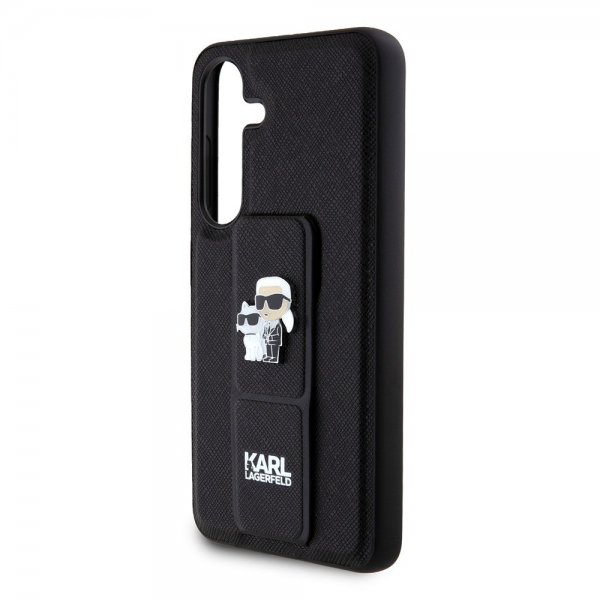 Karl Lagerfeld Samsung Galaxy S24 Saffiano Grip & Stand -suojakuori, musta