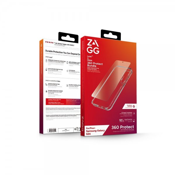 ZAGG Samsung Galaxy S24 Kuoret ja näytönsuoja Luxe & Glass 360 Protect -paketti