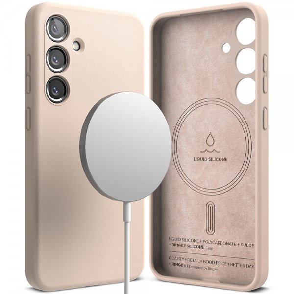 Ringke Samsung Galaxy S24 Kuori Silikoni Magneettinen Pink Sand