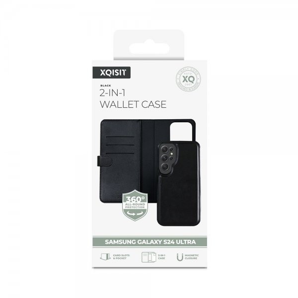 Xqisit Samsung Galaxy S24 Ultra Kotelo 2-in-1 Lompakkokotelo Musta