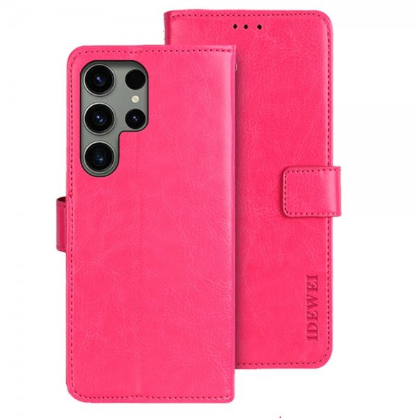 Samsung Galaxy S24 Ultra Kotelo Nahkarakenne Magenta