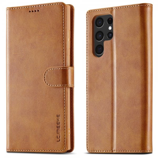 Lc.Imeeke Samsung Galaxy S24 Ultra Kotelo Korttipaikalla ja Jalustatoiminnolla Vaaleanruskea