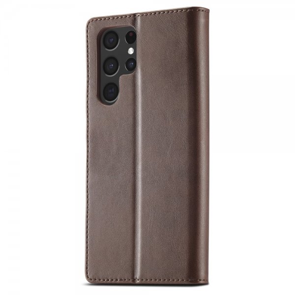 Lc.Imeeke Samsung Galaxy S24 Ultra Kotelo korttipaikalla, jalustatoiminnolla, tummanruskea