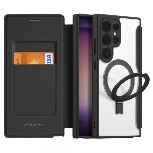 Dux Ducis Samsung Galaxy S24 Ultra -kotelo, Skin X Pro Series, jalusta, MagSafe, musta