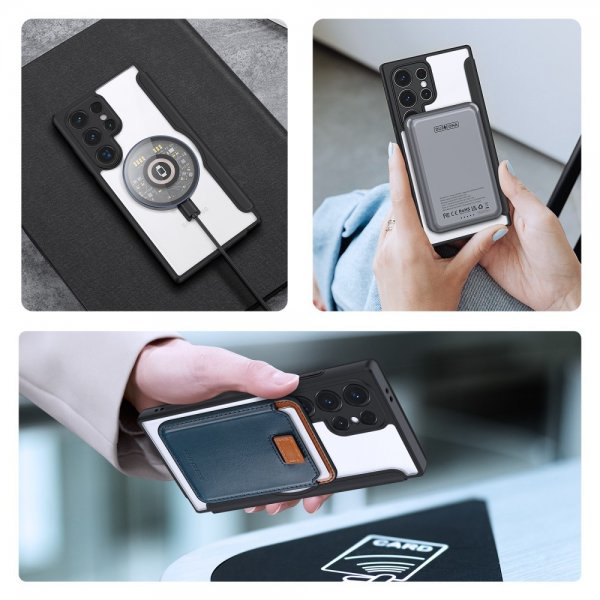 Dux Ducis Samsung Galaxy S24 Ultra -kotelo, Skin X Pro Series, jalusta, MagSafe, musta