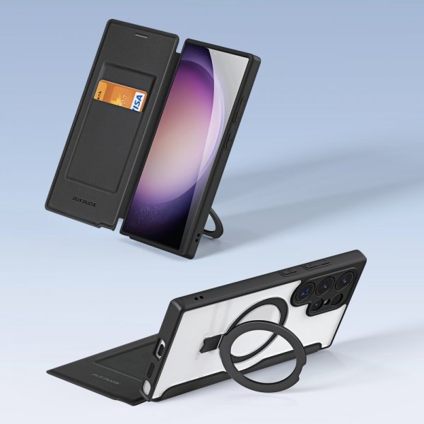 Dux Ducis Samsung Galaxy S24 Ultra -kotelo, Skin X Pro Series, jalusta, MagSafe, musta