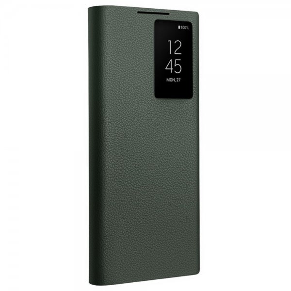 Qialino Samsung Galaxy S24 Ultra Kotelo Näyttöikkuna Aidolla Nahalla Vihreä