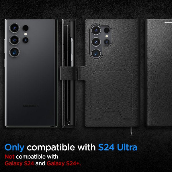 Spigen Samsung Galaxy S24 Ultra Wallet S Plus -suojakotelo, musta