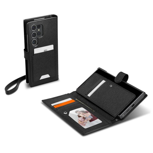 Spigen Samsung Galaxy S24 Ultra Wallet S Plus -suojakotelo, musta