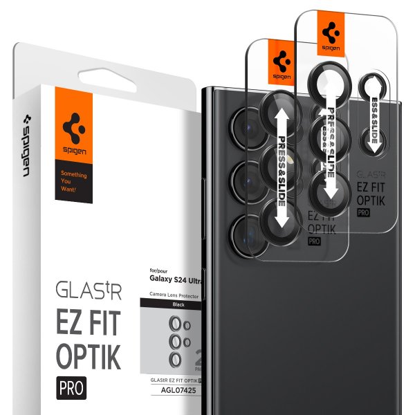 Spigen Samsung Galaxy S24 Ultra Kameransuojus GLAS.tR EZ Fit Optik Pro 2 kpl Musta
