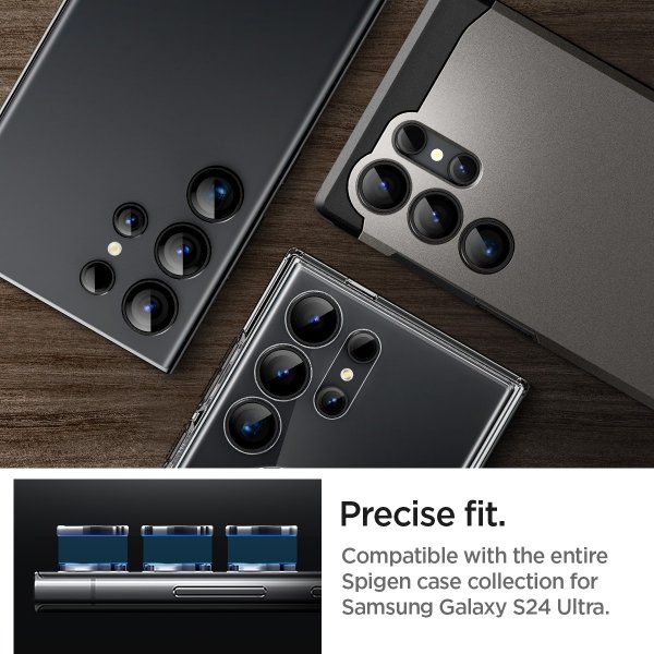 Spigen Samsung Galaxy S24 Ultra Kameransuojus GLAS.tR EZ Fit Optik Pro 2 kpl Musta