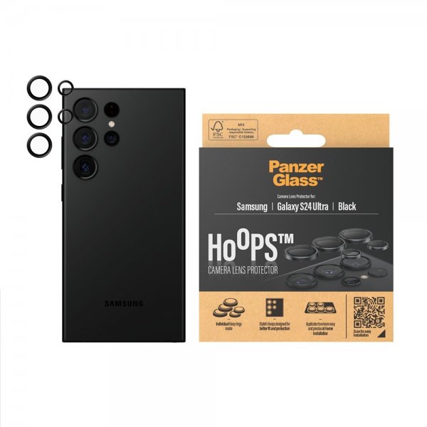 PanzerGlass Samsung Galaxy S24 Ultra Kameran linssinsuojat Hoops Musta