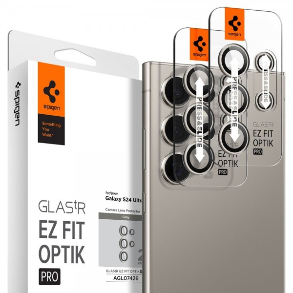 Spigen Samsung Galaxy S24 Ultra kamerasuojalasi GLAS.tR EZ Fit Optik Pro 2 kpl, harmaa