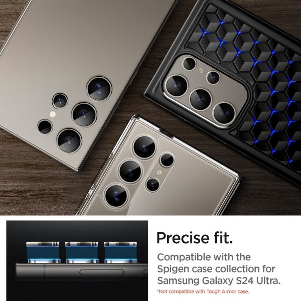 Spigen Samsung Galaxy S24 Ultra kamerasuojalasi GLAS.tR EZ Fit Optik Pro 2 kpl, harmaa