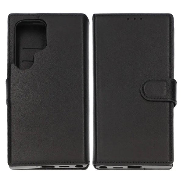 Rvelon Samsung Galaxy S24 Ultra -kotelo, aitoa nahkaa, korttipaikka, musta