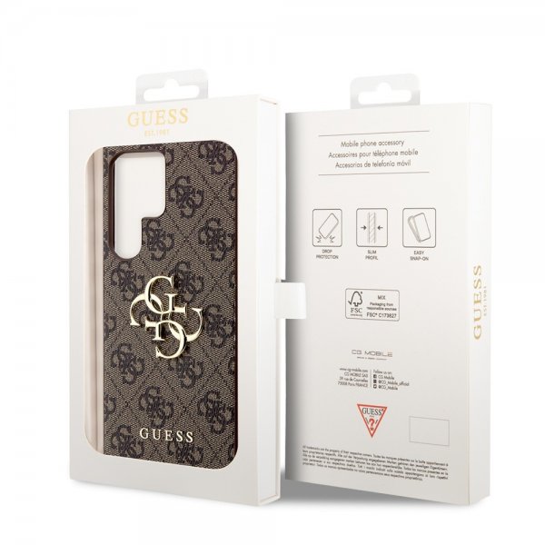 Guess Samsung Galaxy S24 Ultra Kuoret 4G Metal Logo Ruskea