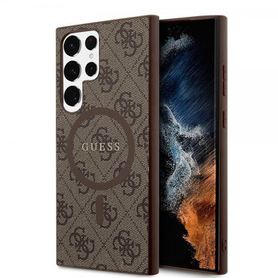 Guess Samsung Galaxy S24 Ultra Kuoret 4G Pattern MagSafe Ruskea