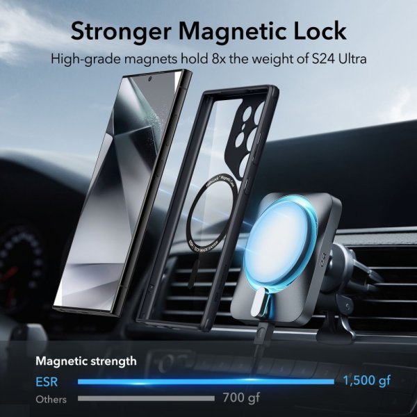 ESR Samsung Galaxy S24 Ultra -suojakuori Classic Hybrid HaloLock Clear Black