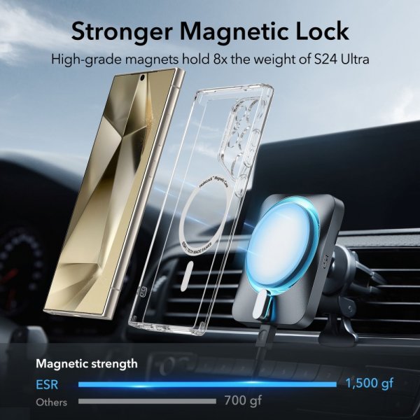 ESR Samsung Galaxy S24 Ultra Kuori Classic Hybrid HaloLock Läpinäkyvä