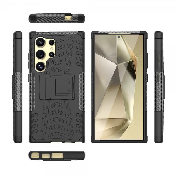 Samsung Galaxy S24 Ultra Kuori Rengaskuvio Jalustatoiminto Musta