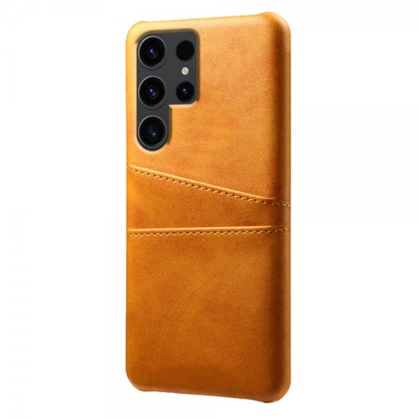 Samsung Galaxy S24 Ultra Kuoret, joissa kaksi korttipaikkaa, vaaleanruskea