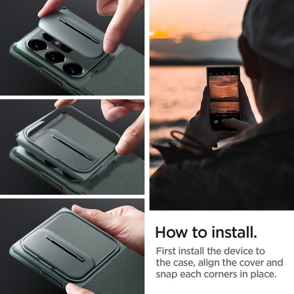 Spigen Samsung Galaxy S24 Ultra kuori Optik Armor Abyss Green