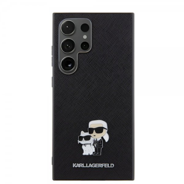 Karl Lagerfeld Samsung Galaxy S24 Ultra -suojakuori Saffiano Karl & Choupette Musta