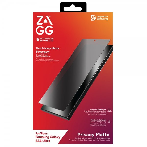 ZAGG InvisibleShield Samsung Galaxy S24 Ultra näytönsuoja, Flex Privacy Matte