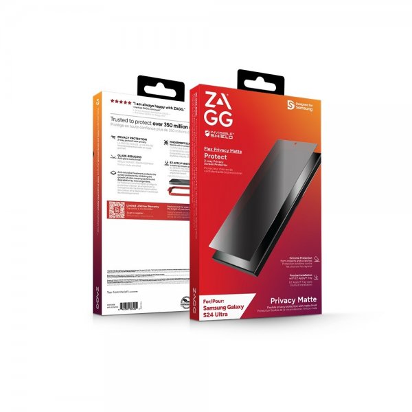 ZAGG InvisibleShield Samsung Galaxy S24 Ultra näytönsuoja, Flex Privacy Matte