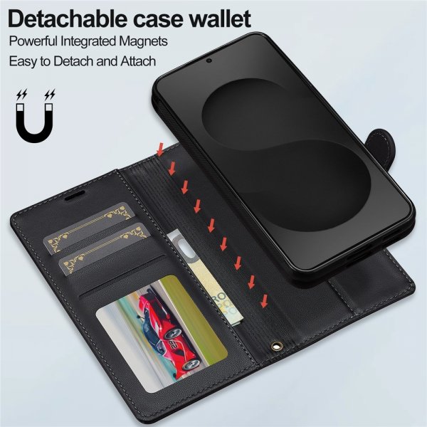 Nordic Covers Samsung Galaxy S25 Edge -kotelo irrotettavalla MagSafe-kuorella Raven Black