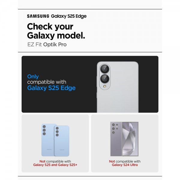 Spigen Samsung Galaxy S25 Edge Kameran suojalasi GLAS.tR EZ Fit Optik Pro 2 kpl
