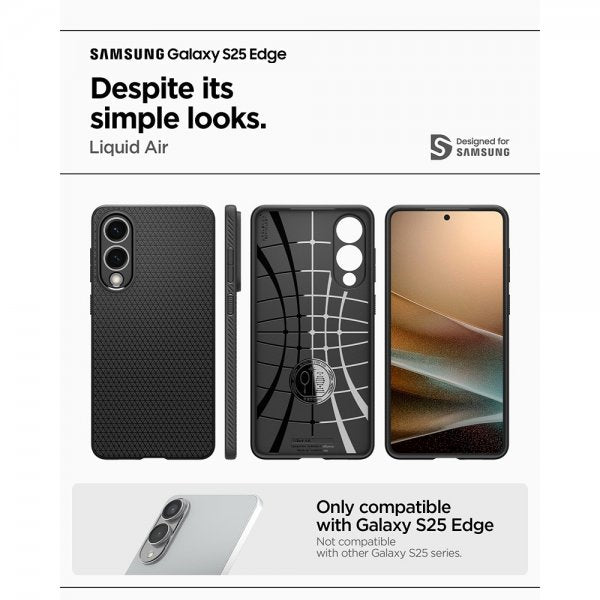 Spigen Samsung Galaxy S25 Edge Suojakuori Liquid Air Mattamusta