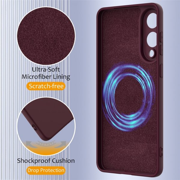Samsung Galaxy S25 Edge -suojakuori Strap-silikoni MagSafe Viininpunainen