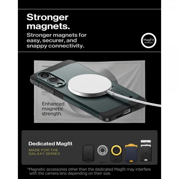 Spigen Samsung Galaxy S25 Edge -suojakuori Tough Armor MagFit Abyss Green