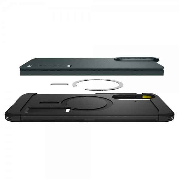 Spigen Samsung Galaxy S25 Edge -suojakuori Tough Armor MagFit Abyss Green