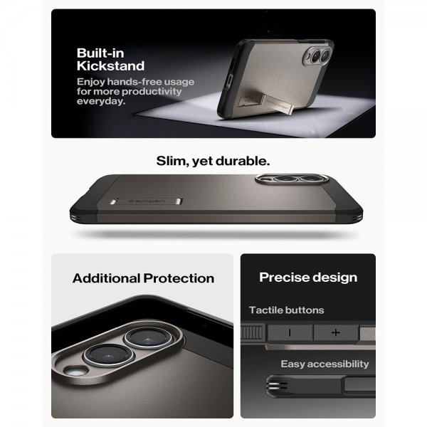 Spigen Samsung Galaxy S25 Edge -suojakuori Tough Armor MagFit Gunmetal