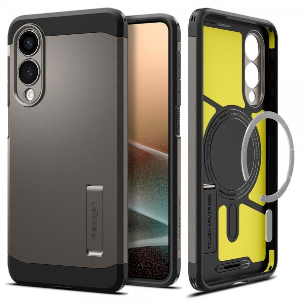 Spigen Samsung Galaxy S25 Edge -suojakuori Tough Armor MagFit Gunmetal