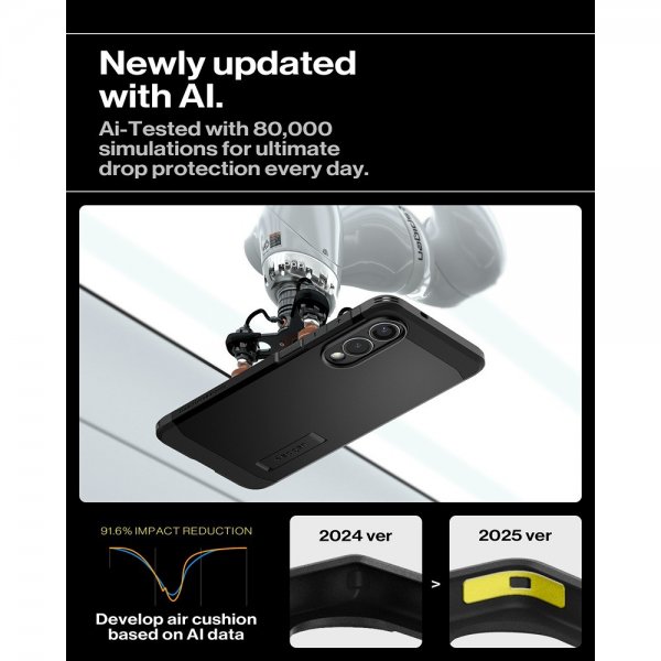 Spigen Samsung Galaxy S25 Edge -suojakuori Tough Armor MagFit, musta
