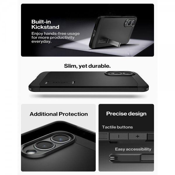 Spigen Samsung Galaxy S25 Edge -suojakuori Tough Armor MagFit, musta