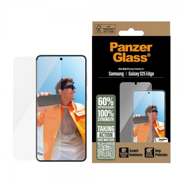 PanzerGlass Samsung Galaxy S25 Edge -näytönsuoja, erittäin leveä istuvuus, EasyAligner