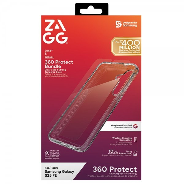 ZAGG Samsung Galaxy S25 FE -kuori näytönsuojalla Luxe & Glass läpinäkyvä