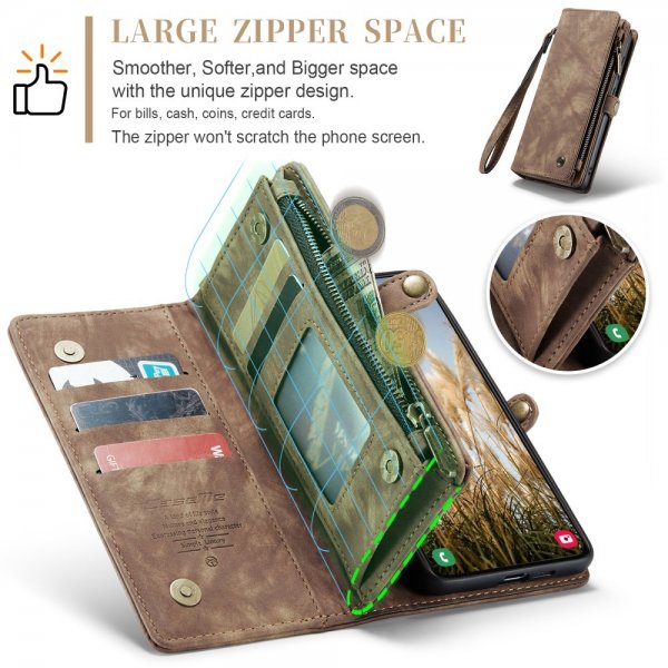 CaseMe Samsung Galaxy S25 -suojakotelo, 008 Series, irrotettava kuori, ruskea