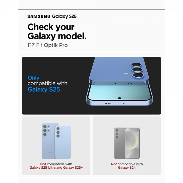 Spigen Samsung Galaxy S25 -kameran suojalasi GLAS.tR EZ Fit Optik Pro 2-pakkaus
