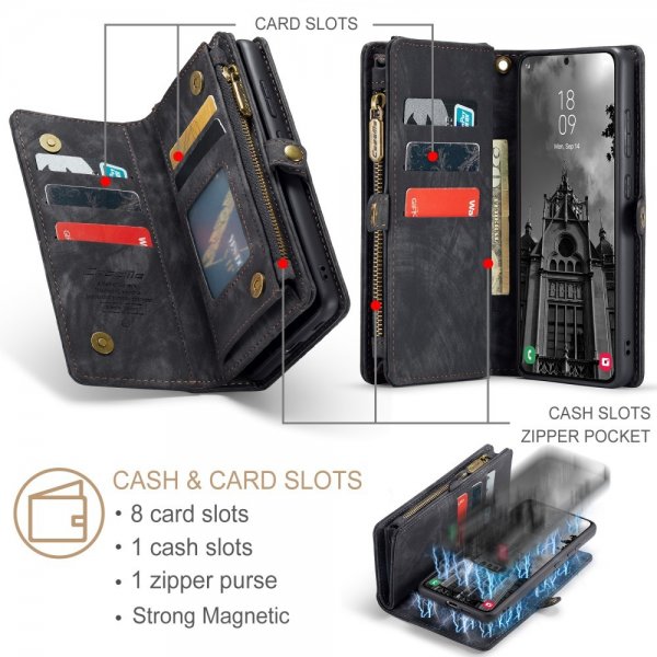 CaseMe Samsung Galaxy S25 Plus Fodral 008 Series Irrotettava Kuori Musta