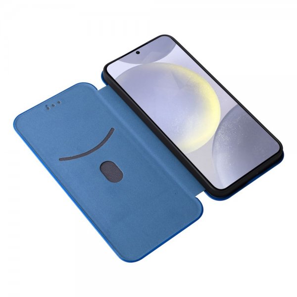 Samsung Galaxy S25 Plus hiilikuitukuvioinen suojakuori, sininen