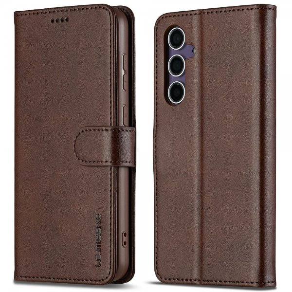 Lc.Imeeke Samsung Galaxy S25 Plus -suojakotelo korttipaikalla ja jalustatoiminnolla, tummanruskea